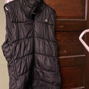 adidas Black Quilted Puffer Vest with High Collar